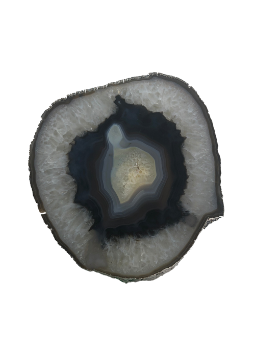 Agatene Servierplatte mit Silberrand