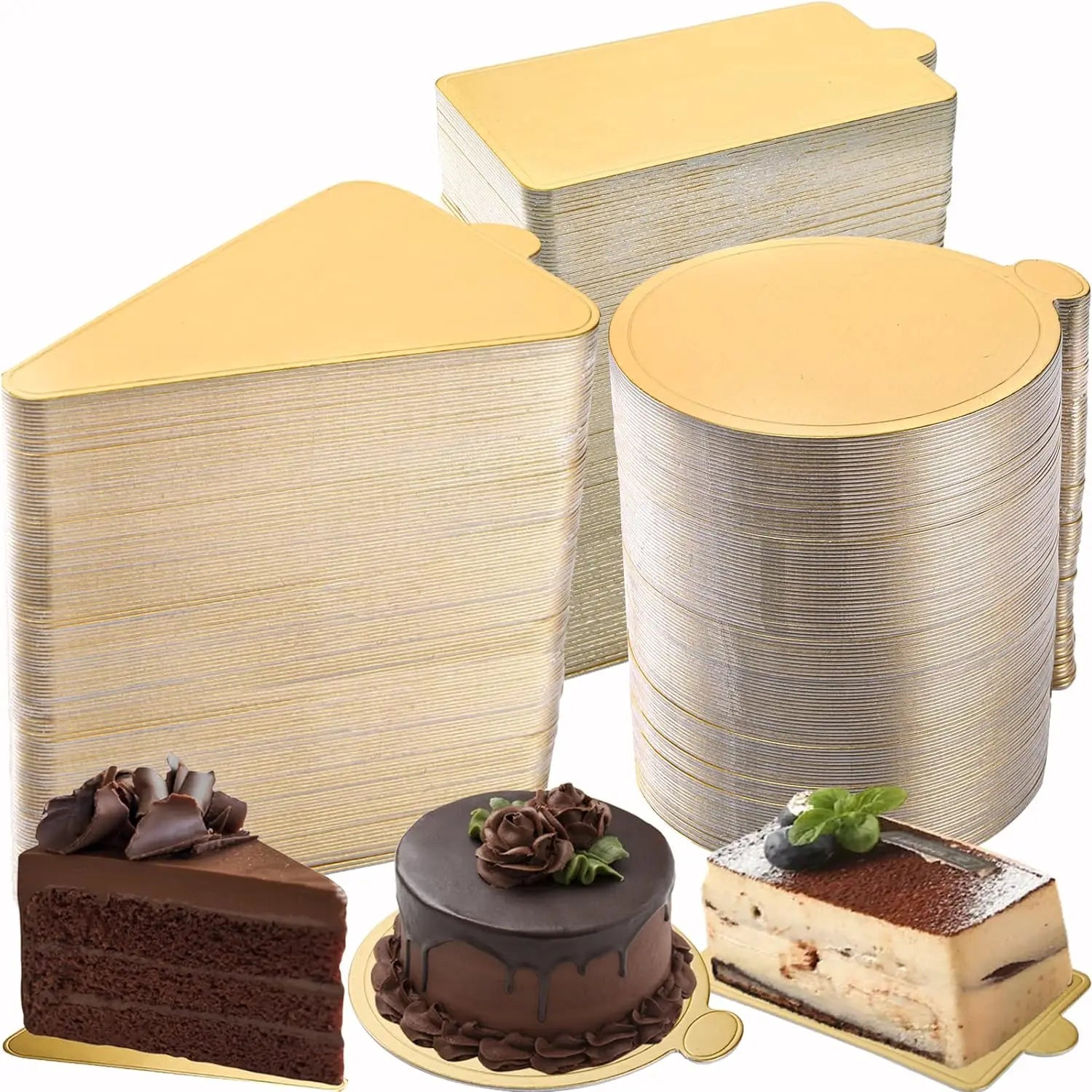 100 Stück Goldene Kuchenbasis Einweg Mousse Dessertplatte Lebensmittelpapier Matten
