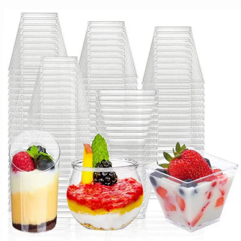 Einweg Plastik Dessertbecher Transparent | Ideal für Mousse & Pudding