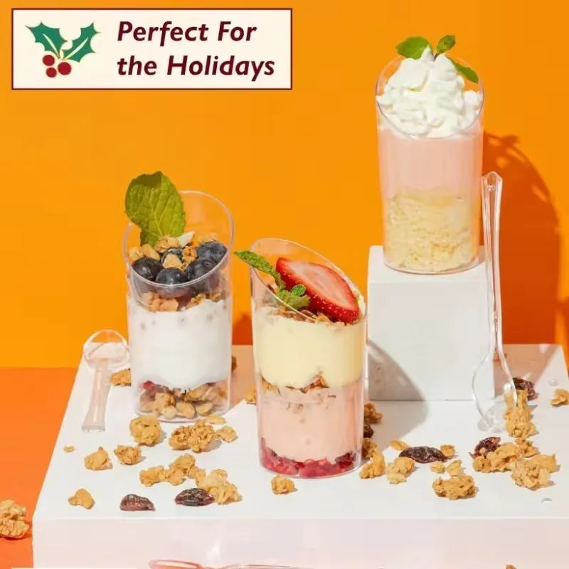 Einweg Plastik Dessertbecher Transparent | Ideal für Mousse & Pudding