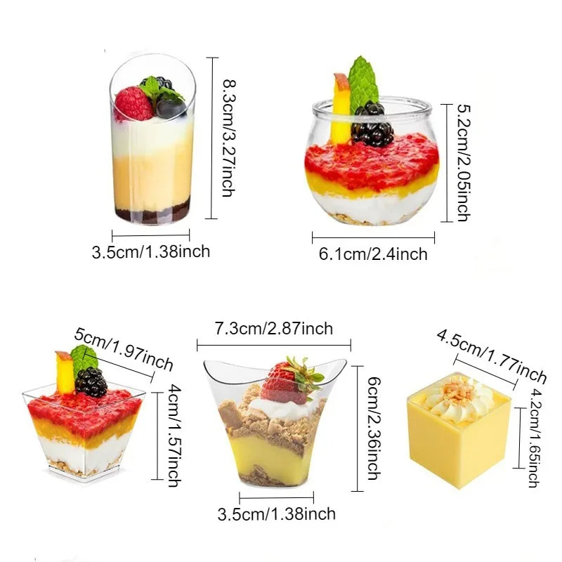 Einweg Plastik Dessertbecher Transparent | Ideal für Mousse & Pudding