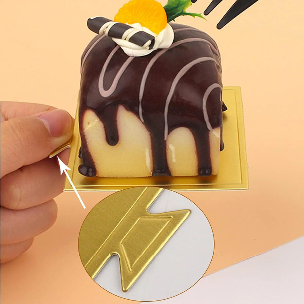 100 Stück Goldene Kuchenbasis Einweg Mousse Dessertplatte Lebensmittelpapier Matten