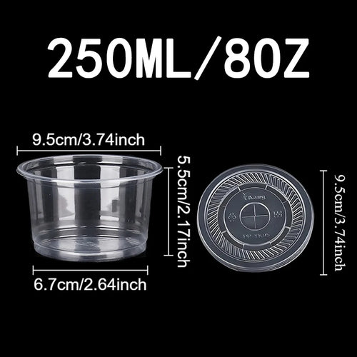 50 Stück transparente Einweg-Plastikbecher mit gewölbtem oder flachem Decke