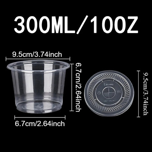 50 Stück transparente Einweg-Plastikbecher mit gewölbtem oder flachem Decke