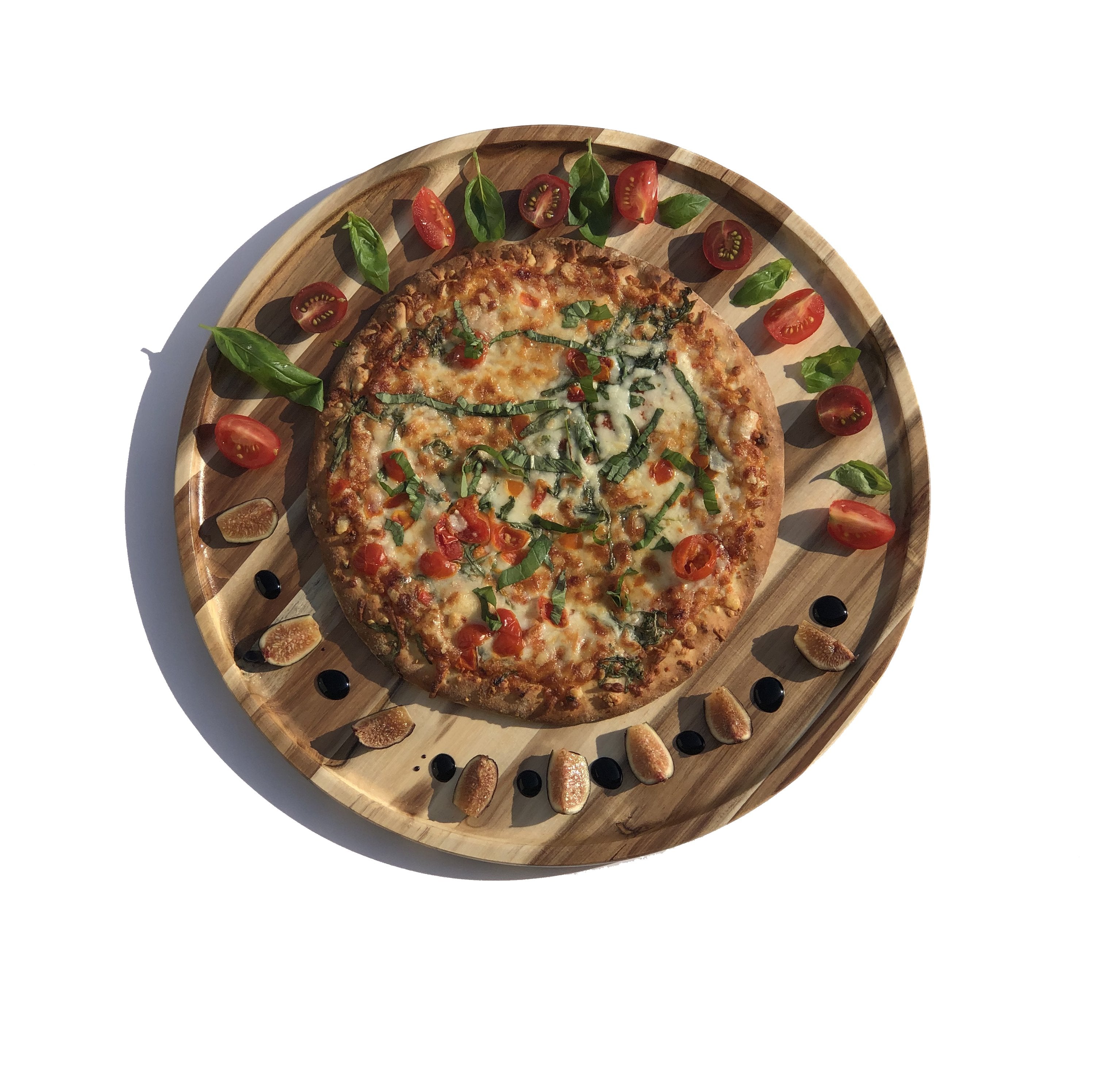 2 grosse Akazienholz-Tabletts für Pizza und Salat