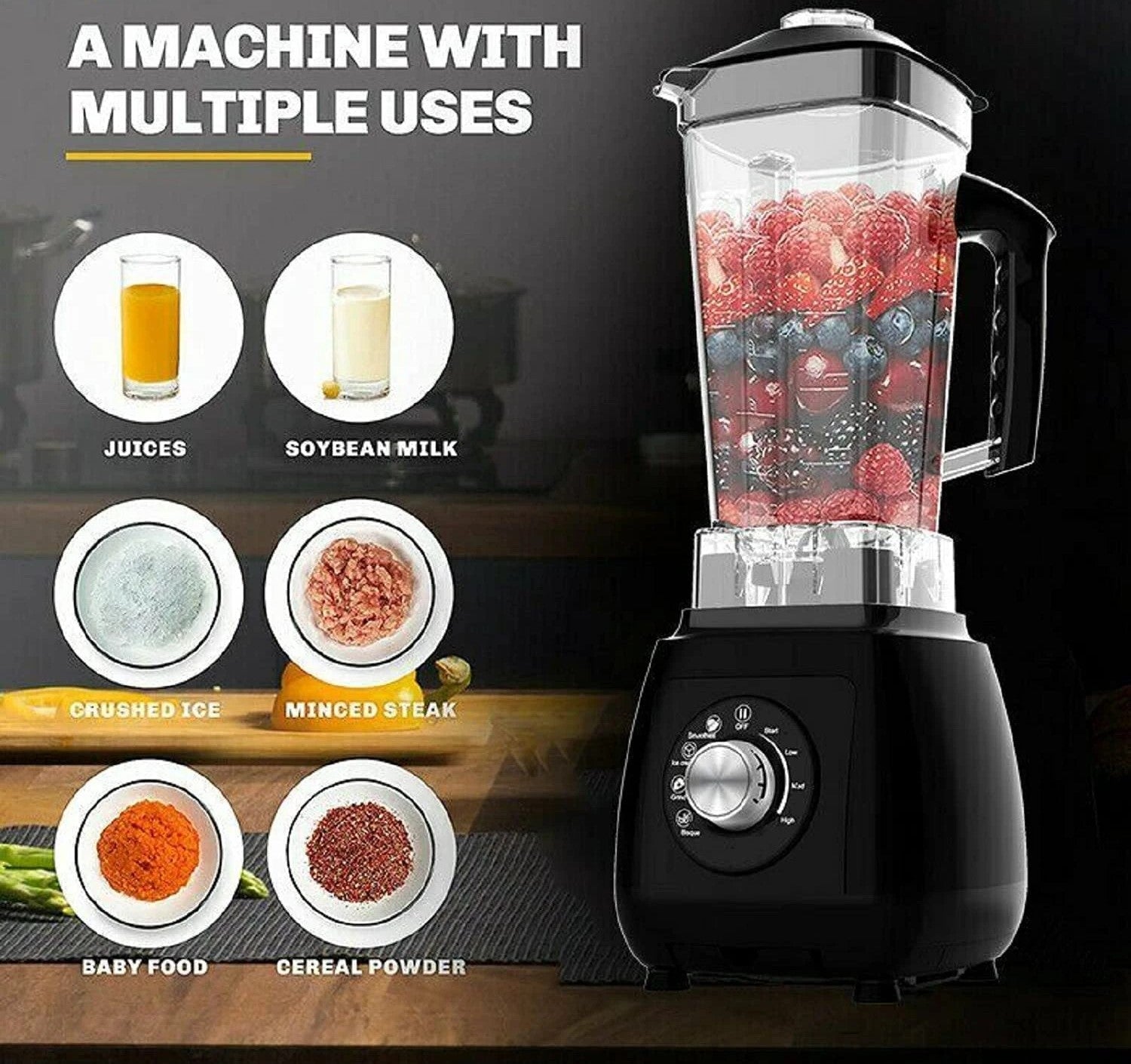 2L Standmixer 2000W – Frucht Smoothie Mixer