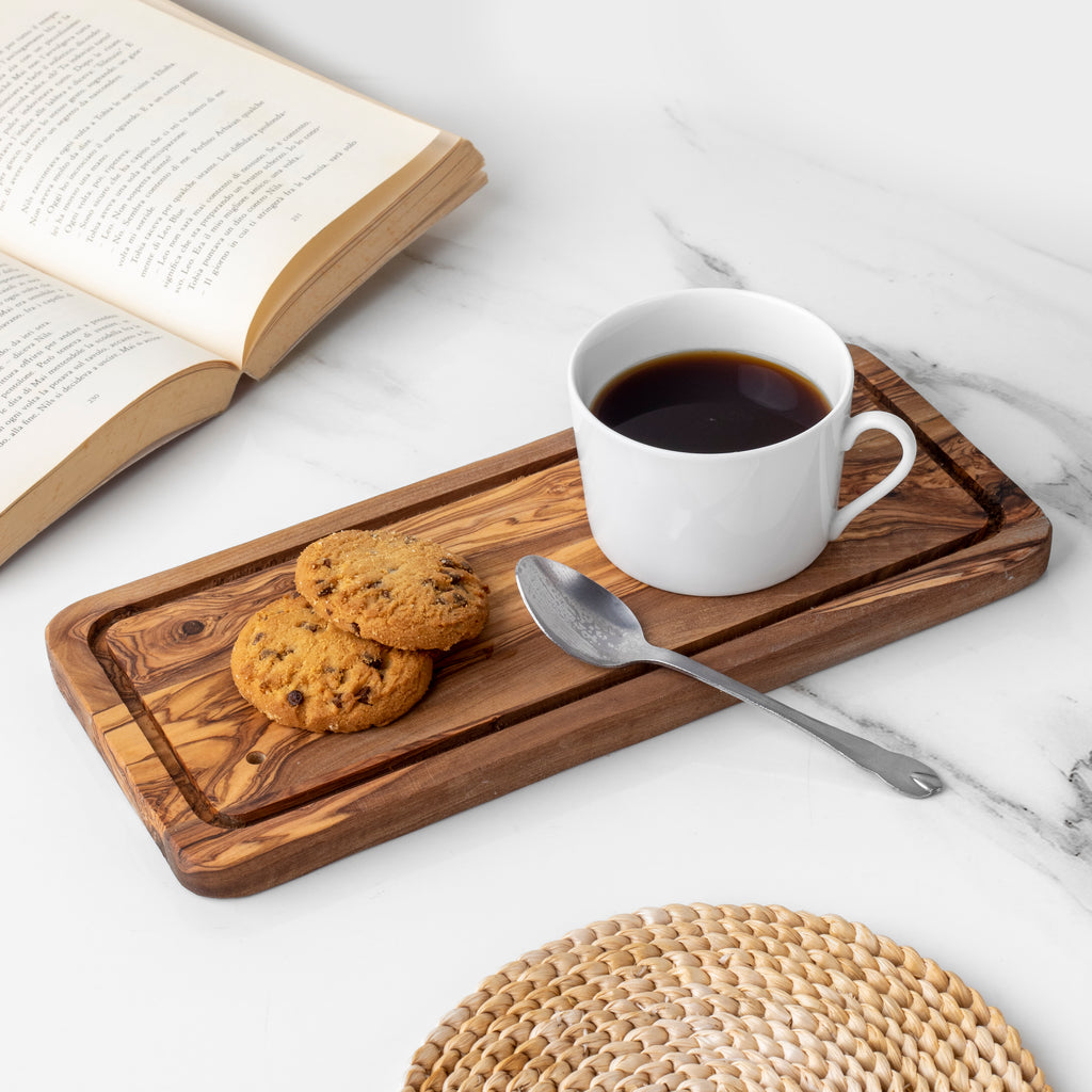 Ökologisches Olivenholz Schneidebrett Rechteck mit Saft-Rille