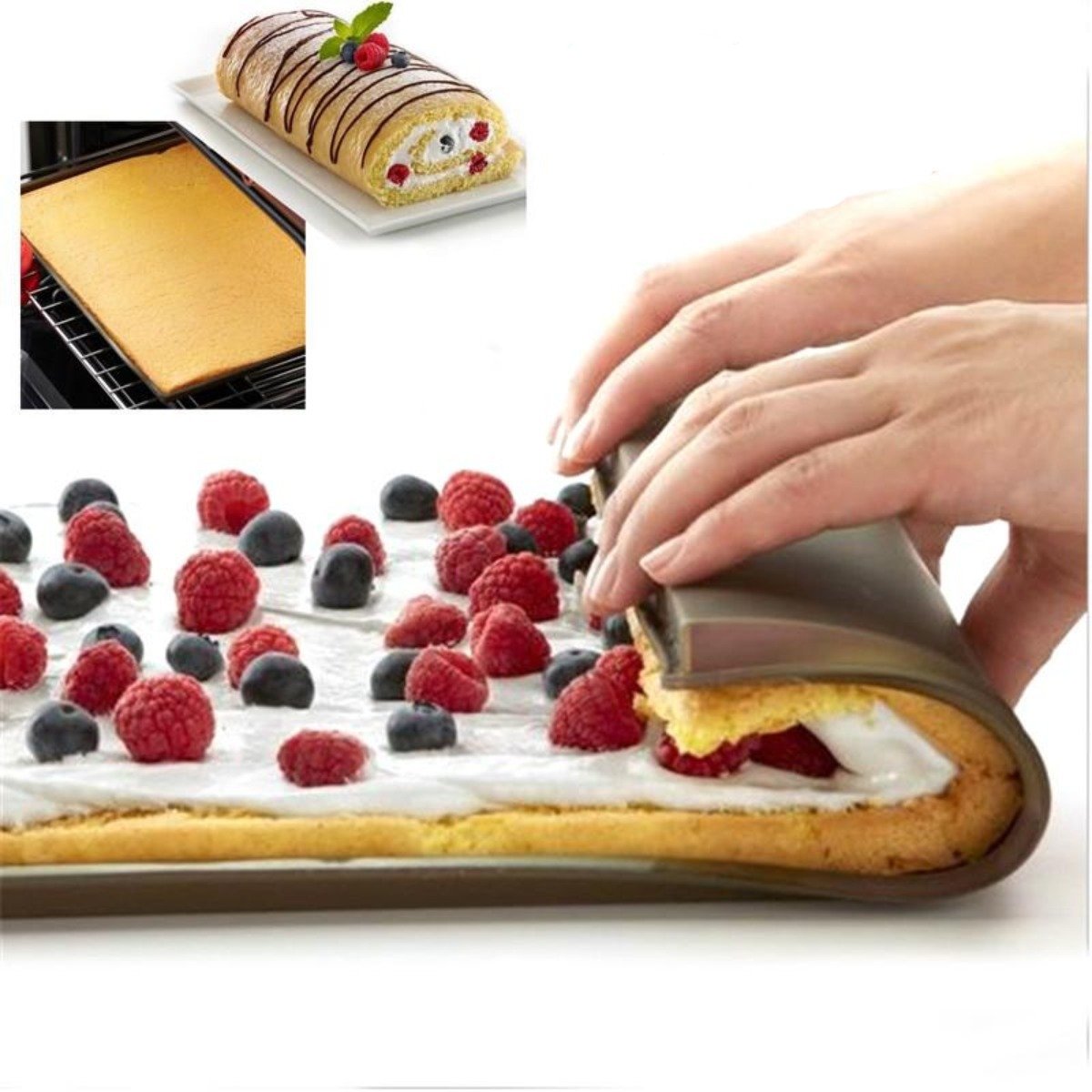 Antihaft-Silikon-Backmatte für Kuchenrollen – 2er Set